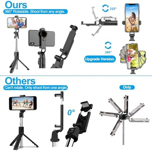 Wireless Selfie Stick, Extendable 3-in-1 Tripod Stand, Detachable Wireless Remote Selfie Stick, Support Video Record for iPhone 17/16/15/14/13/12 Pro Max, Samsung Smartphones, Android Devices — view 5