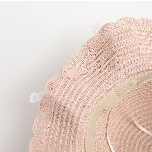 Moonlove Toddler Girls Straw Sun Hat and Mini Purse Set with Floral Lace Bow, Travel Bucket Hat & Cross Body Bag Sun Protection Outing Outdoor Garden Summer Beach Accessories for Kids 2-5Y — view 2