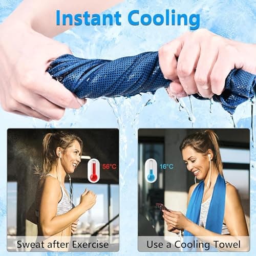 SZELAM [4 Pack] Cooling Towel (40''x 12'') Sweat Towel, Towels for Hot Weather, Ice for Sport, Yoga, Trip, Beach, Camping, Cruise, Gym and More, Athletes, 4 Pack(blue+gray+royal Blue+dark Gray) — view 2