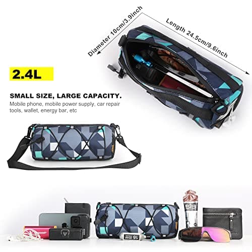 Rhinowalk Bike Handlebar Bag - Front Bag with Shoulder Strap for Road & Mountain Bikes (Camouflage Blue) — view 2