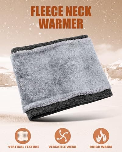 Huglux Winter Neck Warmer Fleece Snoods for Men Women, Thermal Thick Knit Neck Gaiters Windproof Black, Ski Mask Scarf Gifts for Cycling Motorcycle Ski Sports — view 2