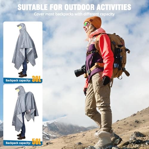 ANYOO Waterproof Rain Poncho Lightweight Reusable Adult Unisex Multi-use — view 6
