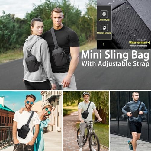 Small Sling Bag Cross Body Chest Bag Shoulder Bag for Men Women Crossbody Sling Purses for Runner Workout Hiking Cycling Travelling(Sling Bag for Black) — view 6