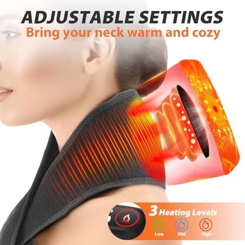 Cordless Neck Heating Pad with Vibration Massage, Portable Neck Warmer with 660nm Red Light, 3 Heat Levels, 3 Vibration Modes, and 3000mAh Battery, Suitable for Women Men, 85cm Length — view 2