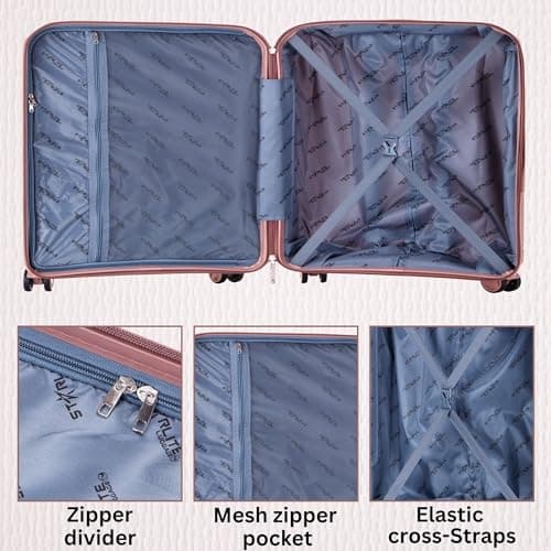 DK Luggage Carry-on 20” Cabin EasyJet, BA, Jet 2 Hard Shell Approved Hand Luggage Polypropylene Suitcase 4 Wheel Spinner Luggage (Gold ST81, Cabin) — view 5