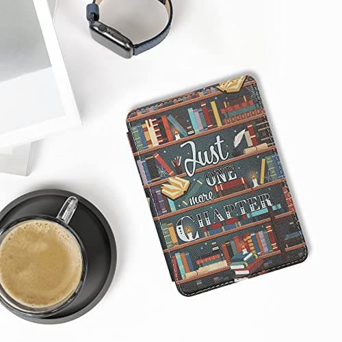 kwmobile Cover for Amazon Kindle (2022/2024) Case - eReader Cover with auto sleep funktion - Library Motto with Multicolor — view 2