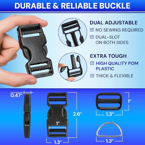 TECEUM 25mm Nylon Strap Kit with Buckles, 5m Navy Blue Fabric Tape — view 4