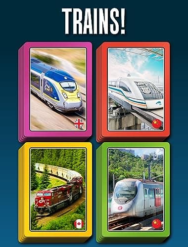 Smart Cards Trains, Gift, Stocking Filler, Travel Card Game, 7 games in 1, Pairs, Snap, Trumps, Rummy, Memory Quiz, Trivia, Age 5+, 1-8 Players — view 2