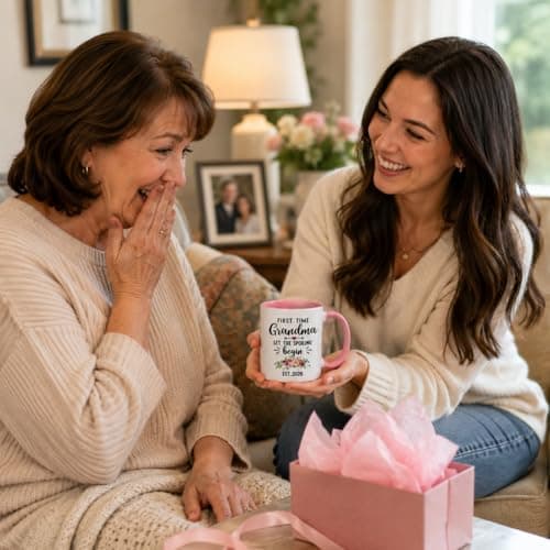 KREATIVE First Time Grandma Mug 2026 - New Grandmother Gift for Women - Pregnancy Reveal Announcement Coffee Cup - Pink Two-Tone Ceramic Tea Mug - Birthday Present for Nan Granny — view 6