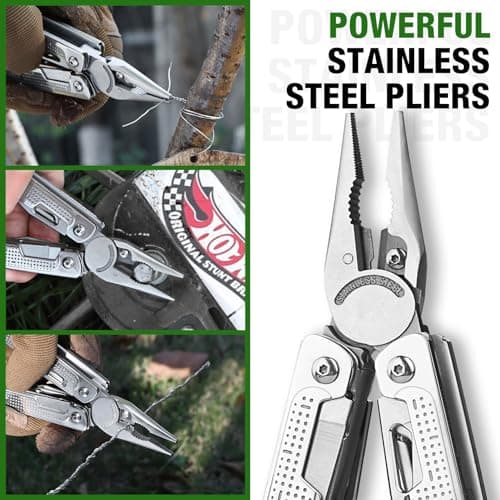 SHALL Multi Tool, 18-in-1 Multitool Pliers, Screwdriver Bit & Universal Socket, Self-Locking Multipurpose Tool w/Sheath for Camping Fishing Survival Hunting — view 5
