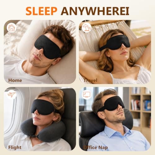 Sleep Mask with Earplugs, 3D Blackout Eye Mask for Sleeping and Travel — view 6