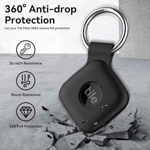 Silicone Carabiner Case for Tile Mate 2024/Ugreen Tracker,2 Pack,Black+Red — view 3