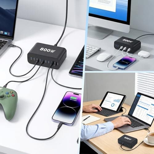Gan Fast USB C Charging Station, 800W 10-Port USB C Charging Hub with 140W PD 100W PPS, Multi-Device Power Adapter Block for Laptop Phone Tablet Steam Deck — view 6