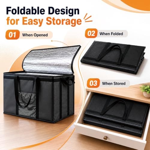 NZ home Food Delivery Bag, Thermal Cool Bag (3XL, Black, 1 Pack) — view 4