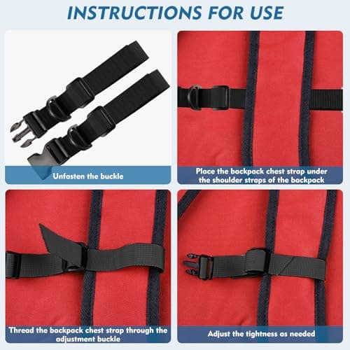 PEAPIN 2 Pairs Adjustable Backpack Chest Strap With Black D-Ring — view 6