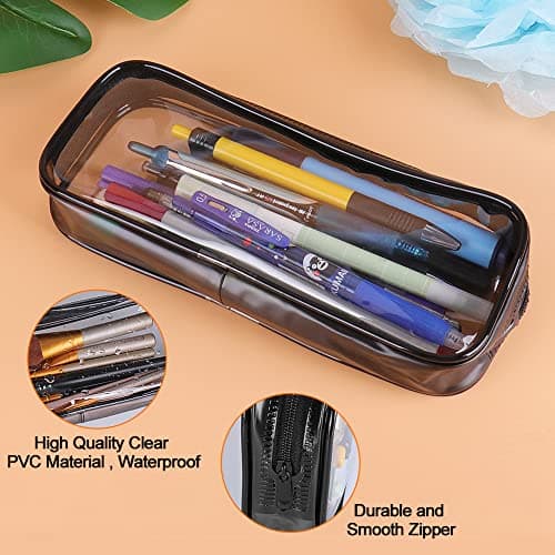 Clear Pencil Case, Travel Toiletry Bags Clear Exam Pencil Case Transparent Makeup Bag Waterproof PVC Zippered Comestic Storage Pouch Ideal for Stationery, Toiletries, Travel & Office Supplies (2 pcs) — view 5