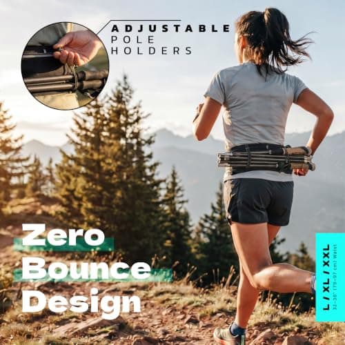 Running Belt with Flexible Bottle – No Bounce Hydration Waist Pack for Phone, Keys & Gels – Lightweight, Breathable for Men & Women, Reflective, Holds Poles & Essentials (L/XL/XXL) — view 5
