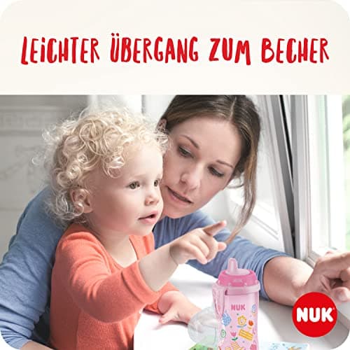 NUK Kiddy Cup Night Toddler Cup | 12+ Months | 300 ml | Leak-Proof Toughened Spout | Glow in the Dark | Clip & Protective Cap | BPA-Free | Blue — view 2