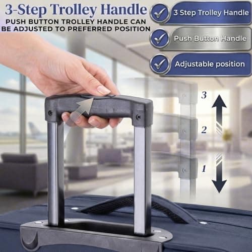 DK Luggage 26" Medium Lightweight Suitcases Expandable Trolley case with 2 Wheels DK16 Navy — view 3