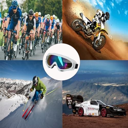 Ski Goggles Motorcycle Goggles, Over Glasses Ski Snowboard Goggles for Men, Women & Youth 100% UV Protection Foam Anti-Scratch Dustproof — view 6