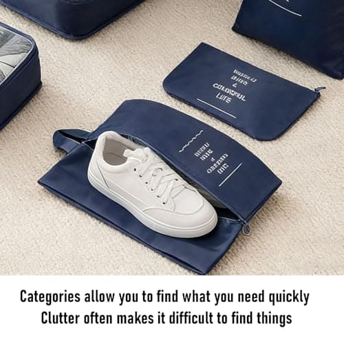 BSTCAR Packing Cubes for Suitcase,7 Pcs Travel Luggage Packing Cubes for Backpack, Essentials Suitcase Organiser Bags, Space Saver Bags (Navy Blue) — view 3