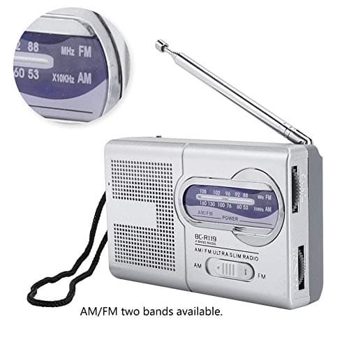 BC-R119 Portable AM FM Radio, Sized with Telescopic Antenna & Built-in Speaker, Compact Personal Radio for Home, Travel, Emergency (Silver, 2 AA Battery Powered) — view 2