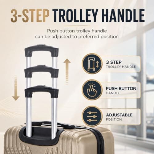DK Luggage 24" Medium Hard Shell Suitcase 4 Wheel Spinner ABS25 (Gold, 24" Medium) — view 3