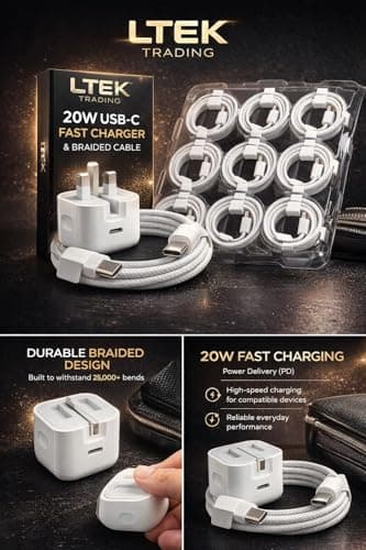 USB-C Fast Charging 20W UK Plug Adapter | Type C Charger Compatible with iPhone 15/16/17, Samsung, Android | Fast Charge Power Delivery (Option to buy Cable, Adapter or Bundle) (Adaptor Only) — view 3