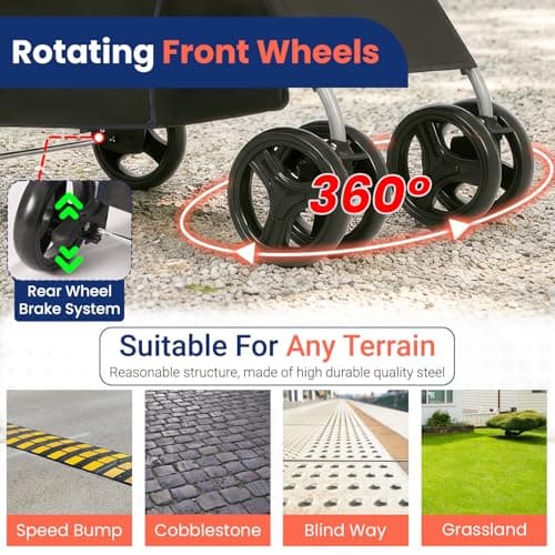 BestPet 4-Wheel Pet Stroller Dog and Cat Stroller Breathable Mesh Lightweight Travel Carrier Waterproof & Foldable Design Storage Basket for Daily Walks & Outdoor Use，Black — view 4