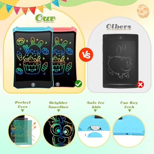[2 Pack] RaceGT 8.5 Inch LCD Writing Tablet for Kids, Colorful Screen Drawing Pad and Doodle Board, Holiday Travel Essentials Toys Birthday Easter Gift for 3 4 5 6 7 8 Year Old Boys Girls(Pink & Blue) — view 2