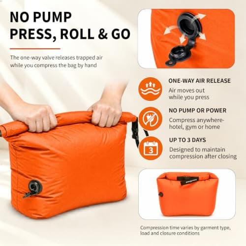 Travel Laundry Bags 2-Pack (L+M), Pump-Free Dirty Clothes Compression Bags — view 4
