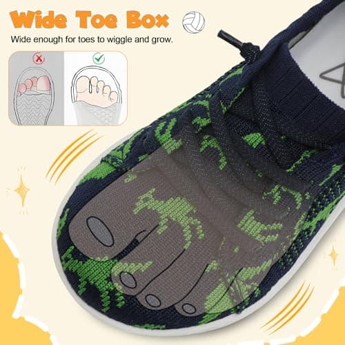 JOINFREE Boys Toddler Barefoot Walking Shoes NavyDinasour — view 3