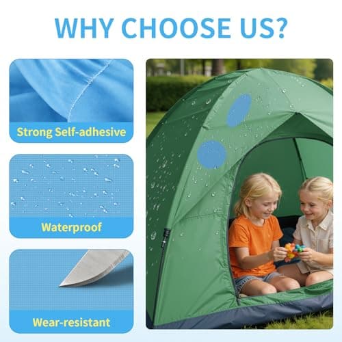 Skystuff 24PCS Self-Adhesive Nylon Repair Patches for Tent, Down Jacket, Clothing & Puffer Coat - Heavy Duty Waterproof Fabric Tape Repair Kit for Outdoor Gear, Sleeping Bag, Backpack, Sky Blue — view 3