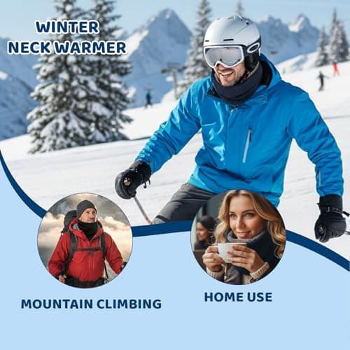 2 Pack Winter Neck Warmer Fleece Infinity Snood Scarf for Mens Women Thermal Knitted Neck Gaiter for Cycling Motorcycle Ski Sports, Neck Warmer for Men, Ski Neck Warmer for Winter Outdoor Sports — view 5
