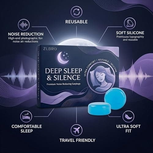 Silicone Ear Plugs for Sleeping, 7 Pairs Noise Cancelling Earplugs for Snoring, Soft Moldable Reusable Ear Plugs, Ear Protection for Side Sleepers, Swimming, Travel & Study, Blue — view 2