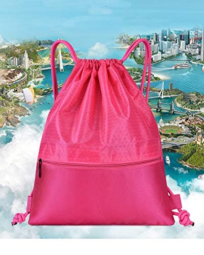 Fauhsto Drawstring Bag Backpack Gym Bags Bicycle Sports Bag Waterproof Lightweight Bag with Bundle Drawstring for Women Mens School Sackpack Backpack walking,Hiking Travel Swimming Fitness Bag — view 4