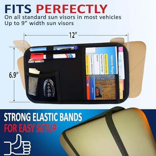 Fancy Mobility Car Sun Visor Organizer - Auto Accessories Document Holder - Car, Truck, SUV Registration & Insurance Storage Pouch - Road Trip Essentials Gift for Any Driver + 5Year Warranty (10 Pack) — view 3