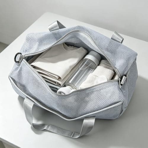 Small Gym Bag for Women Men Sports Duffle Bag Mesh Travel Bag with Shoes Compartment and Wet Pocket Fitness Tote Holdall Overnight Weekend Handbag for Travel Yoga Swim Training Workout (Grey) — view 5