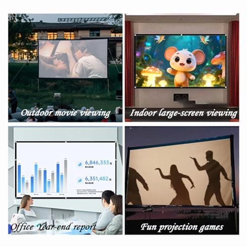 Projector Screen - Portable Foldable Theater Screen, Large Video Roll Up Magnetic, Wide Viewing Panel | Indoor Outdoor Cinema Equipment for Camping RV Backyard — view 5