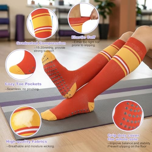 Zuimei 6 Pairs Compression Socks for Women and Men 15-20 mmHg Graduated Flight Socks Stylish Colors for Travel Work Running, Nurses, Pregnancy Everyday Relief M — view 5