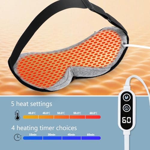 GNEGNI LIFE Heated Eye Mask,Smart Temperature&Timer Control, USB Soft Cotton Warm Eye Compress, for Dry Eyes, Blepharitis, Dark Circles and Sleep&Travel（Black） — view 3