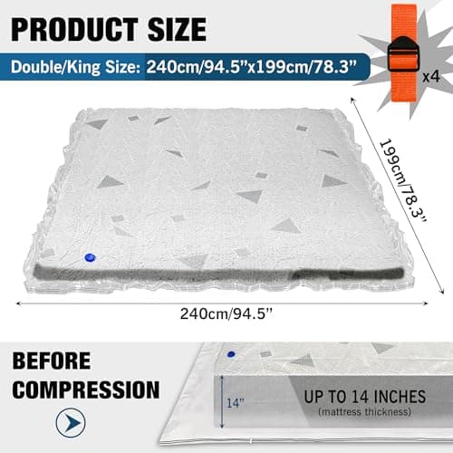 Mattress Vacuum Bag for Storage and Moving, Vacuum Mattress Bag with Straps for Latex, Hybrid and Foam Mattresses, Double/King Size — view 2