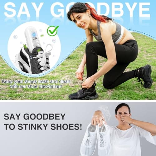 Qualirey 2 Pack Chemical Free Shoe Deodorizer for Sneaker, Ozone Technology Shoe Odor Eliminator with Dual Modes (Daily & Strong), Type-C, Rechargeable Boot Deodorizer for Gym Bags, Lockers — view 4