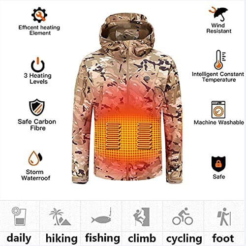 ZLYJ Camouflage Heated Jacket for Men Woman with Mobile Power, Electric Warm Heating Coat Hunting Hiking A,XL — view 2