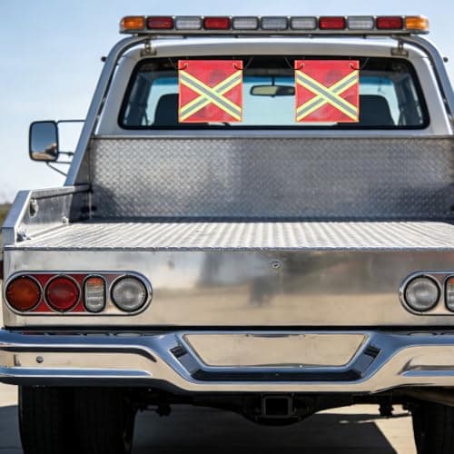 Operitacx 2pcs Reflective Safety Flags for Trucks Double-sided Mesh Construction Outdoor Warning Banners with Uv-resistant Pvc for Trailer Vehicle Travel Visibility — view 6