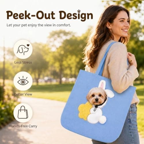 Paw Peek Pet Carrier Bag, Canvas Shoulder Tote for Small Dogs And Cats — view 3