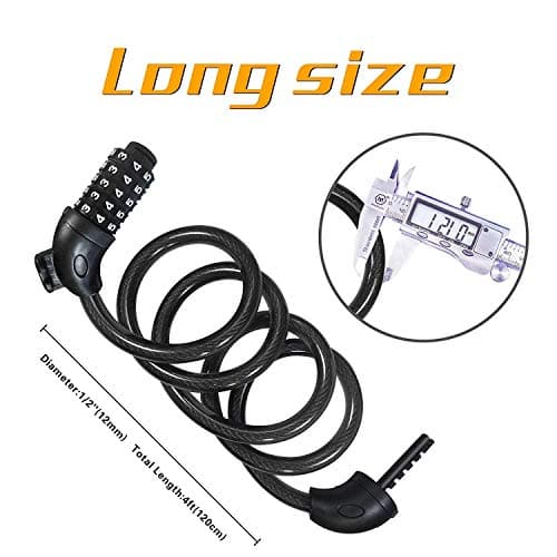 REHKITTZ 5-Digit Combination Bike Lock, 12 mm Cable, 120 cm Length — view 4