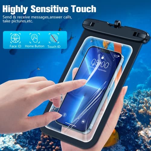 HWeggo Waterproof Phone Pouch,10.5'' Extra Large IPX8 Waterproof Phone Case with Lanyard Compatible with iPhone 16 Pro Max/15/14/13/12,Samsung S24 Ultra etc(Suitable for Most Phone Models) Black*2 — view 6