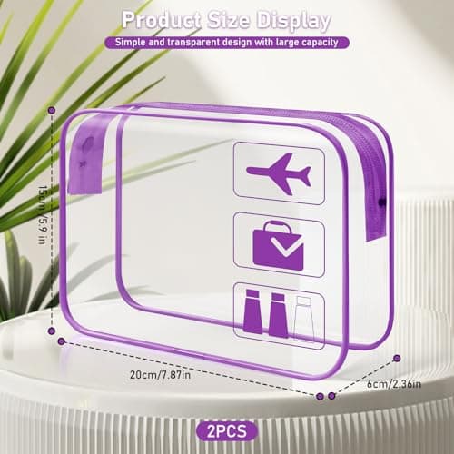 Clear Travel Toiletries Bag 2 Pack TSA Approved Airport Security Liquid Bag — view 2
