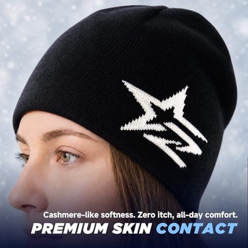 2THESTARS Beanie Hat Warm Thick Knit Winter Skull Cap for Men Women Cool Beanie Outdoor Running Made from Recycled Polyester (Navy Blue) — view 3